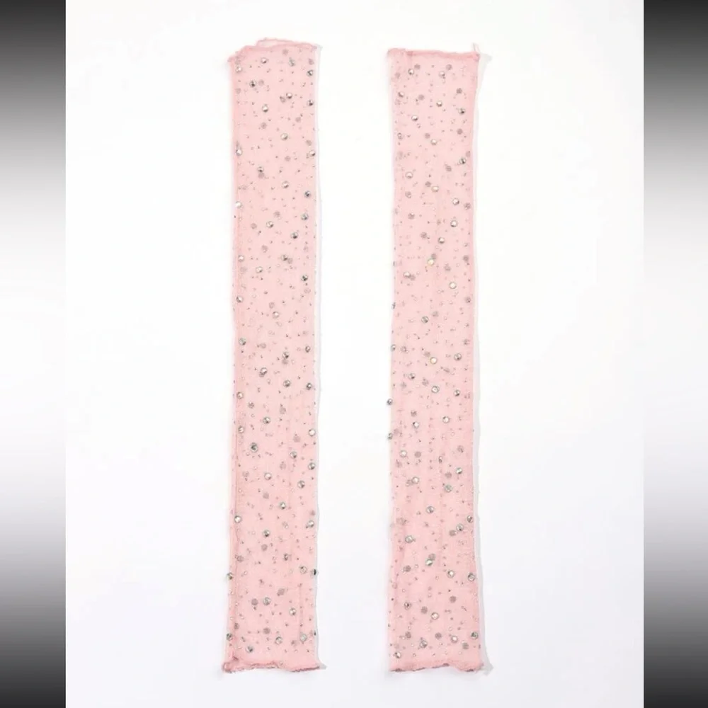 1pair Women Rhinestone Decor Luxury Arm Sleeves, For Party